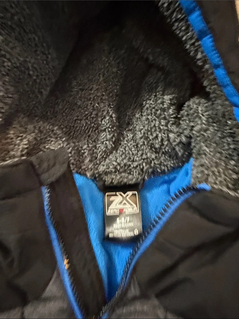 Kids Hooded Puffer Jacket - Gray & Black with Blue Trim